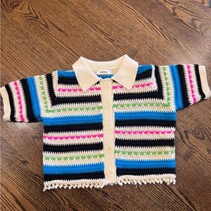Sandro Colorful Crochet Cardigan